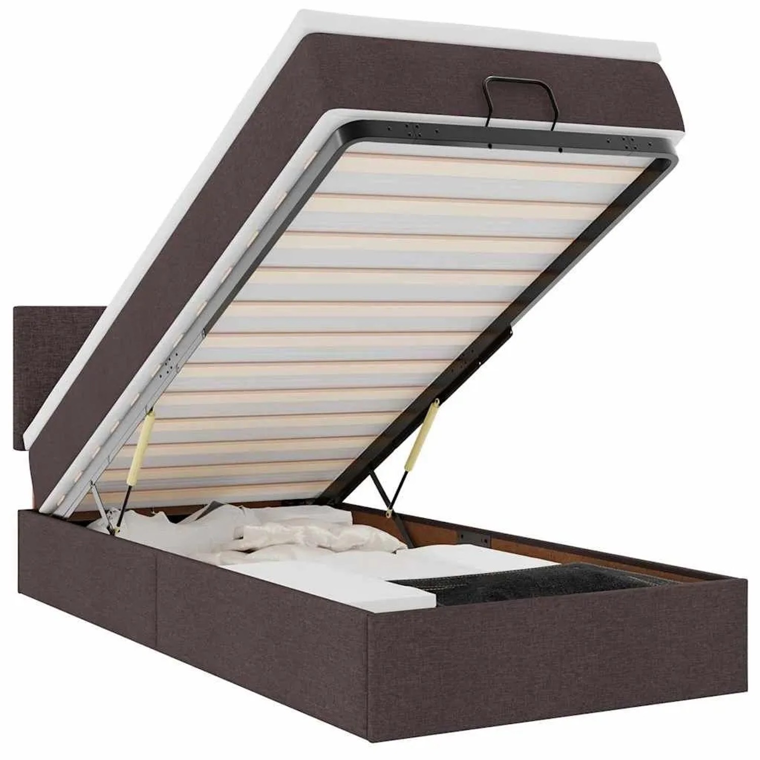 vidaXL Ottoman-Bett mit Matratze & LEDs Dunkelbraun 80x200 cm Stoff 3312183