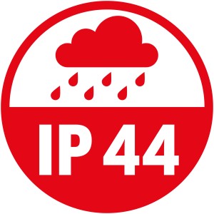 IP44-Symbol: Schutz gegen Spritzwasser für Baustromverteiler & Steckdosenleisten.