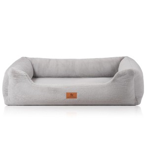 Graues Knuffelwuff Hundebett Schnuffelupagus XXL aus Kunstfell, orthopädisch.
