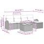 vidaXL Garten-Sofa-Set 6-tlg, schwarz, Poly Rattan, mit Maßangaben.