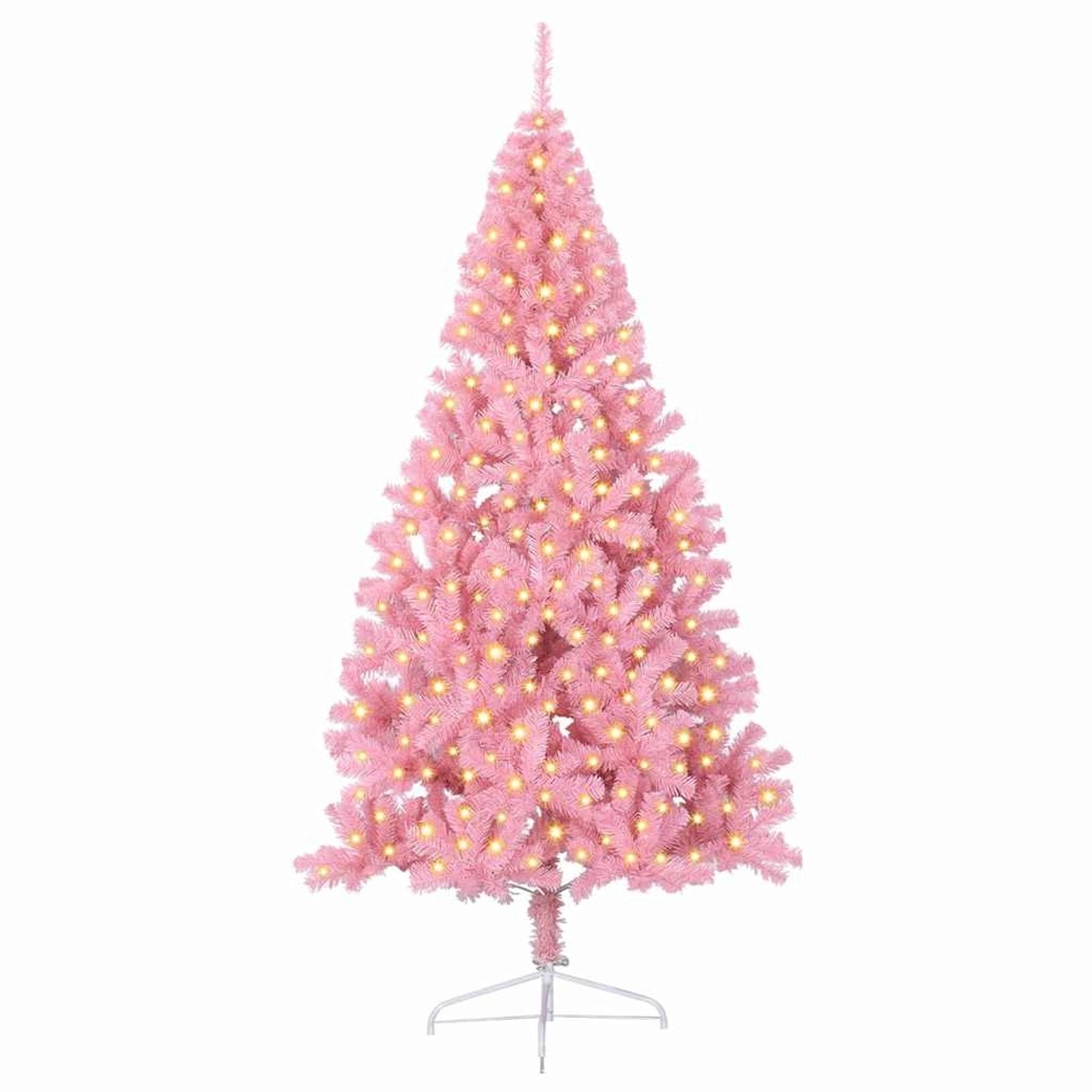 vidaXL Künstlicher Vorbeleuchteter Weihnachtsbaum Rosa 210 cm PVC 3397085