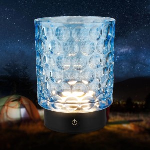Brilo Akku-LED-Tischleuchte Sunora Glas Dimmbar Touch Blau
