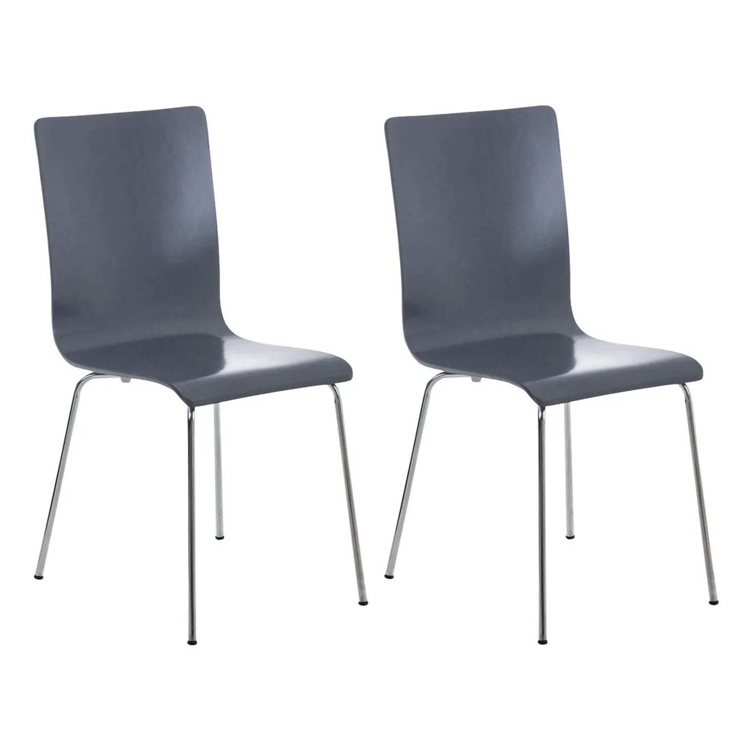 DELUKE 2er Set Besucherstuhl TUNIS Holz Grau 43x47x87cm Konferenzstuhl Wartezimmerstuhl Bürostuhl