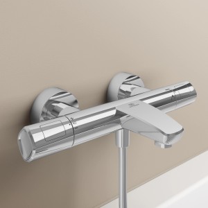 Aufputz Badethermostat Ceratherm T100 von Ideal Standard in Chrom, Zweigriffarmatur.