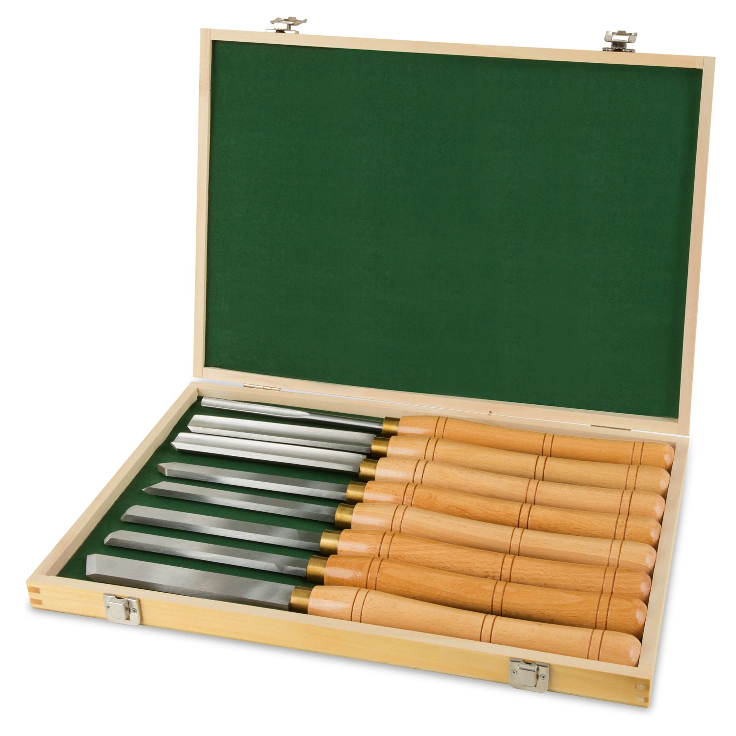 EBERTH Drechselmesser Set, 8 HSS Drechseleisen im Holzkoffer.