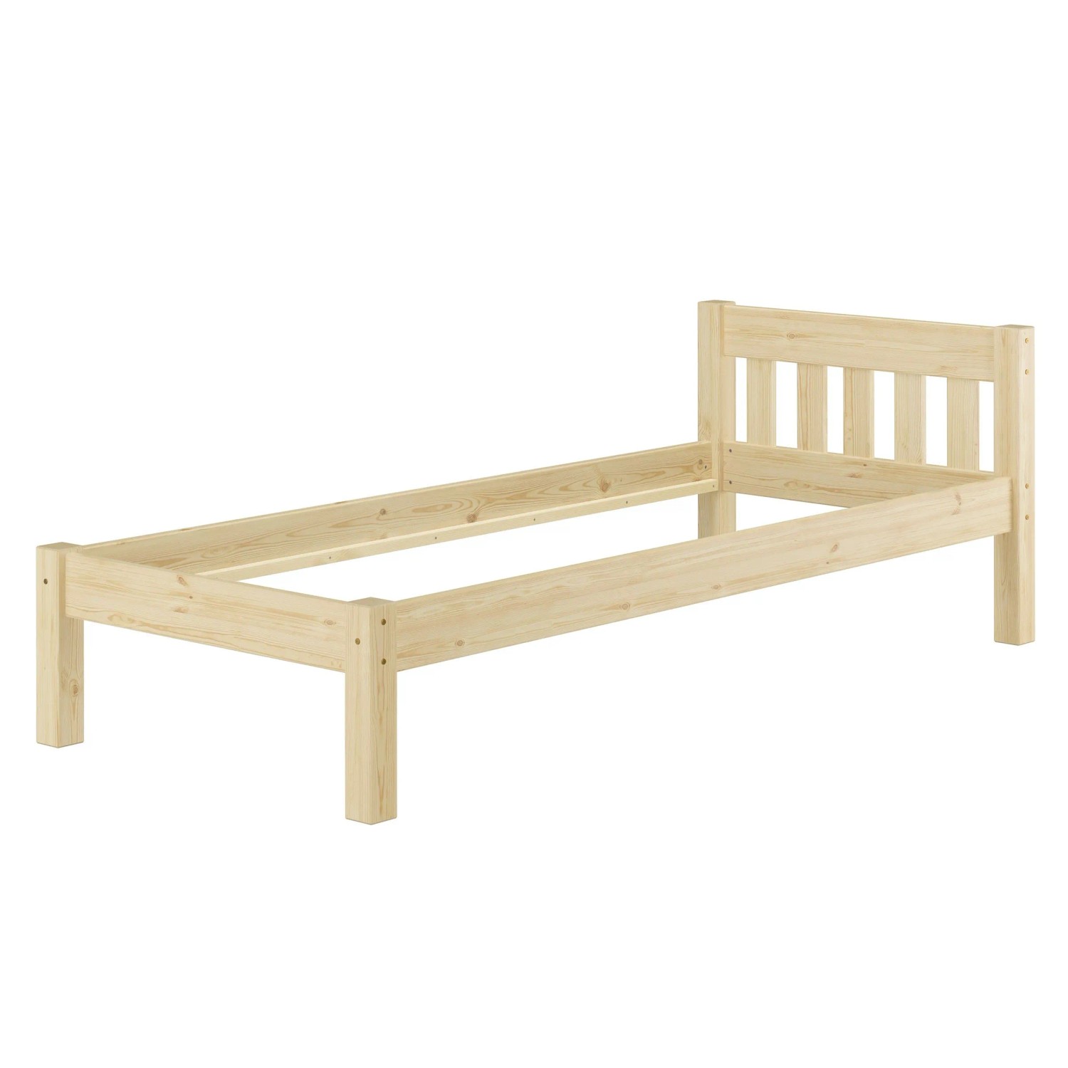 Erst-Holz Stabiles Einzelbett 90 x 200 cm Holzbett Kiefer Massiv mit Sprossen Modell 38 ohne Zubehör