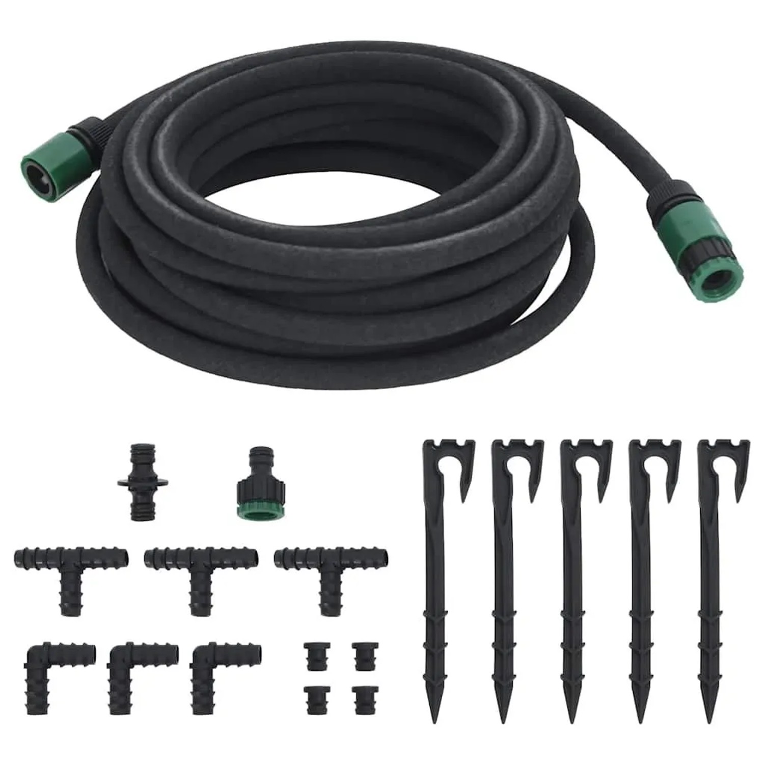 vidaXL Tropfschlauch Schwarz 10 m Gummi 155868