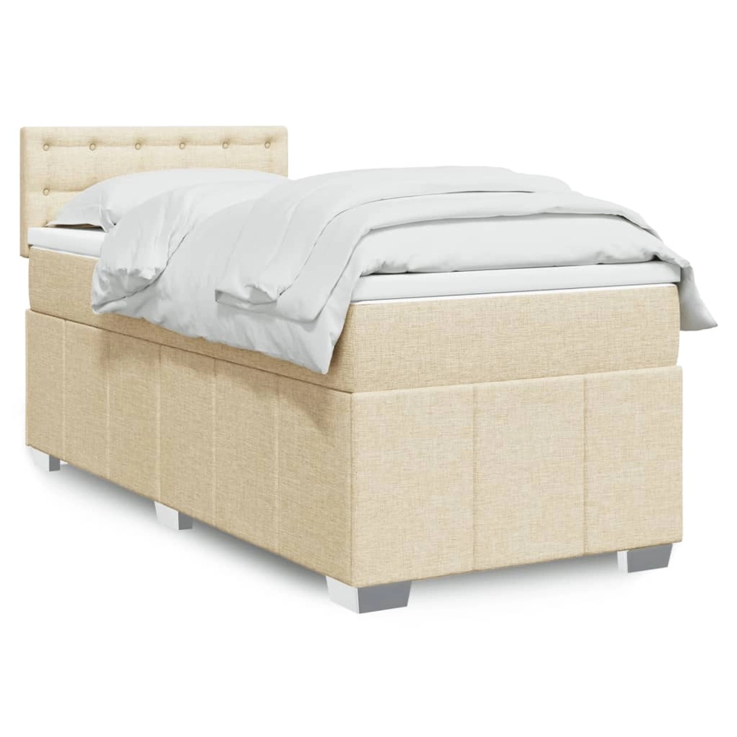 vidaXL Boxspringbett mit Matratze Creme 100x200 cm Stoff 3289298 günstig online kaufen