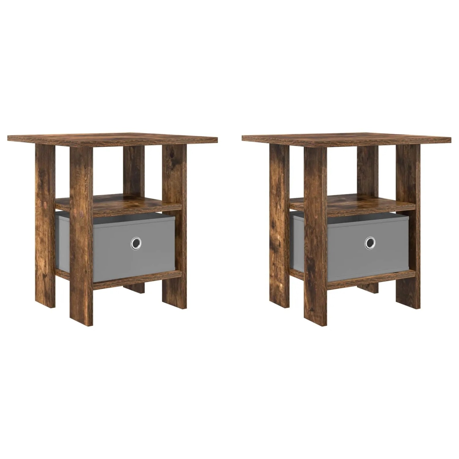 vidaXL Nachttisch 2 Stk Geräucherte Eiche 41 x 40 x 45 cm 8000429