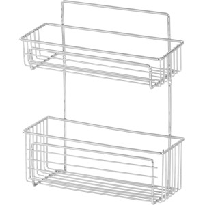 Verchromter Drahtkorb Fregate mit 2 Etagen, 370x310x115 mm, zur Wandmontage im Badezimmer.