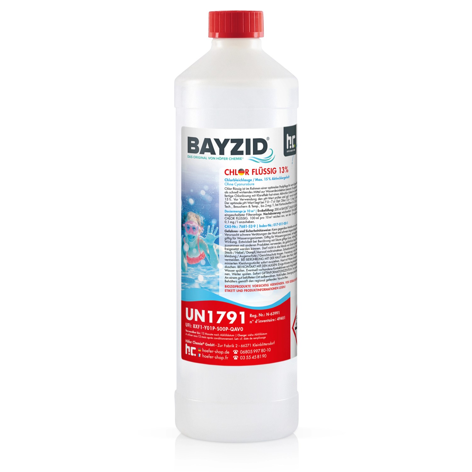 Bayzid Chlor 13% Flüssig für Pools 1kg