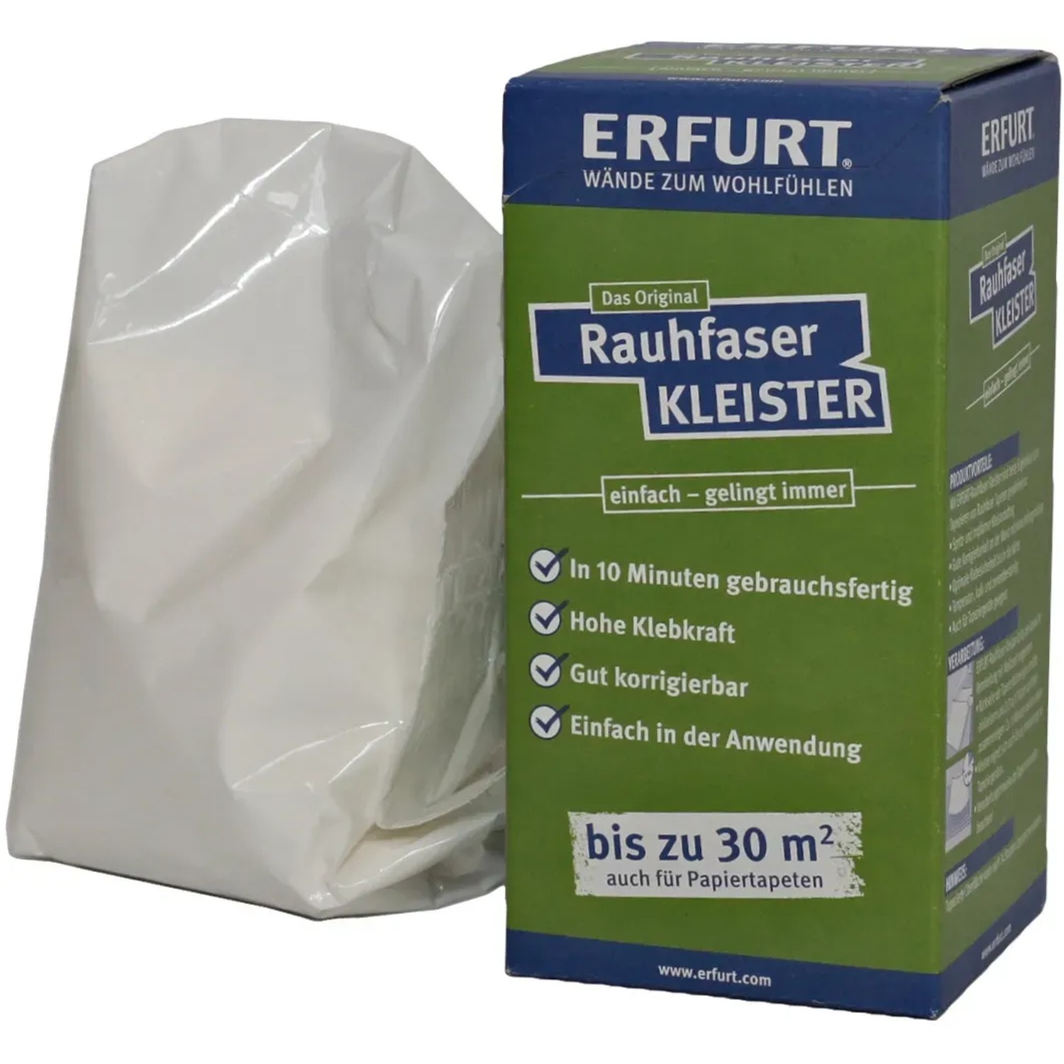 Erfurt Rauhfaser-Kleister 200g Packung, Pulverkleister für Rauhfaser- und Papiertapeten.