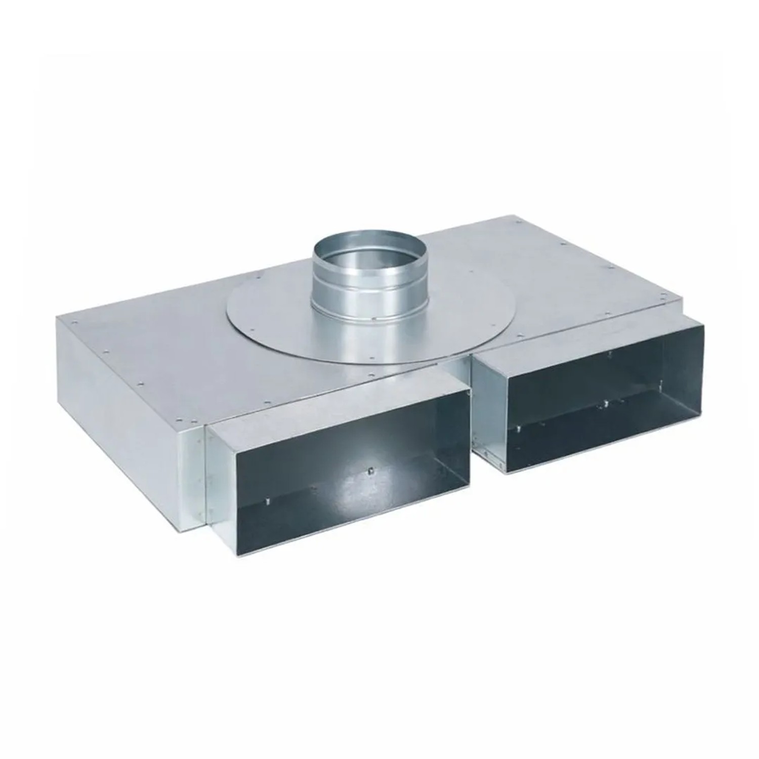 Subtiel Flachkanal Verteiler 200 x 90 mm Zwei Eingänge Ein Ausgang Ø 100 mm