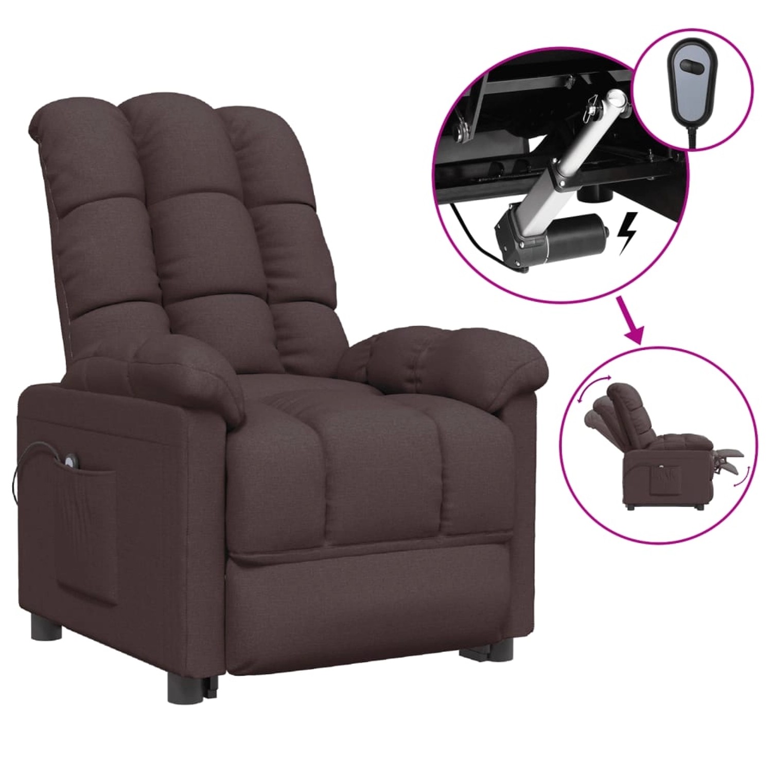 vidaXL Relaxsessel Elektrisch Dunkelbraun Stoff 3073753 günstig online kaufen