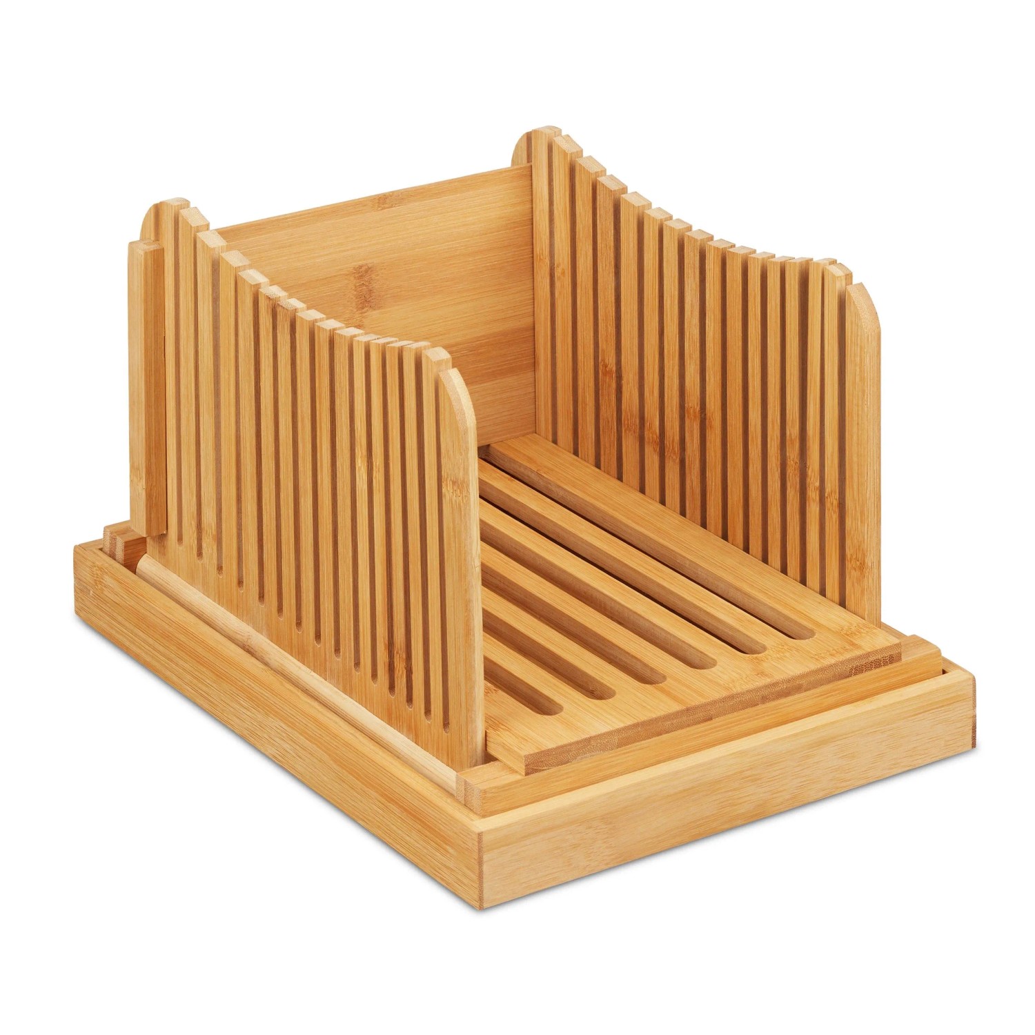 Relaxdays Brotschneidehilfe Bambus Natur Verstellbar Klappbar 19,5 cm x 23,5 cm x 31,5 cm 1,2 kg