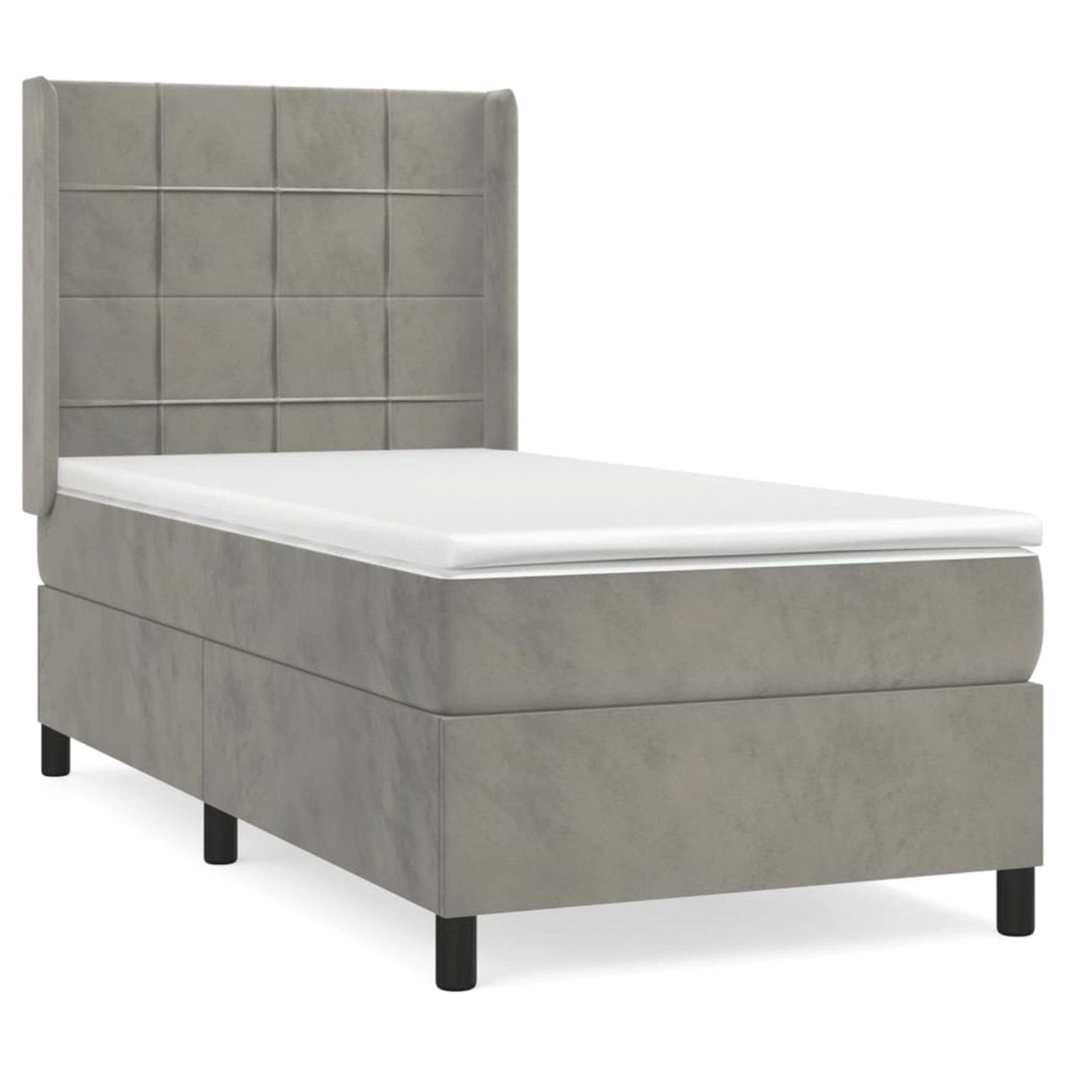 vidaXL Boxspringbett mit Matratze Hellgrau 90x200 cm Samt1394543 günstig online kaufen