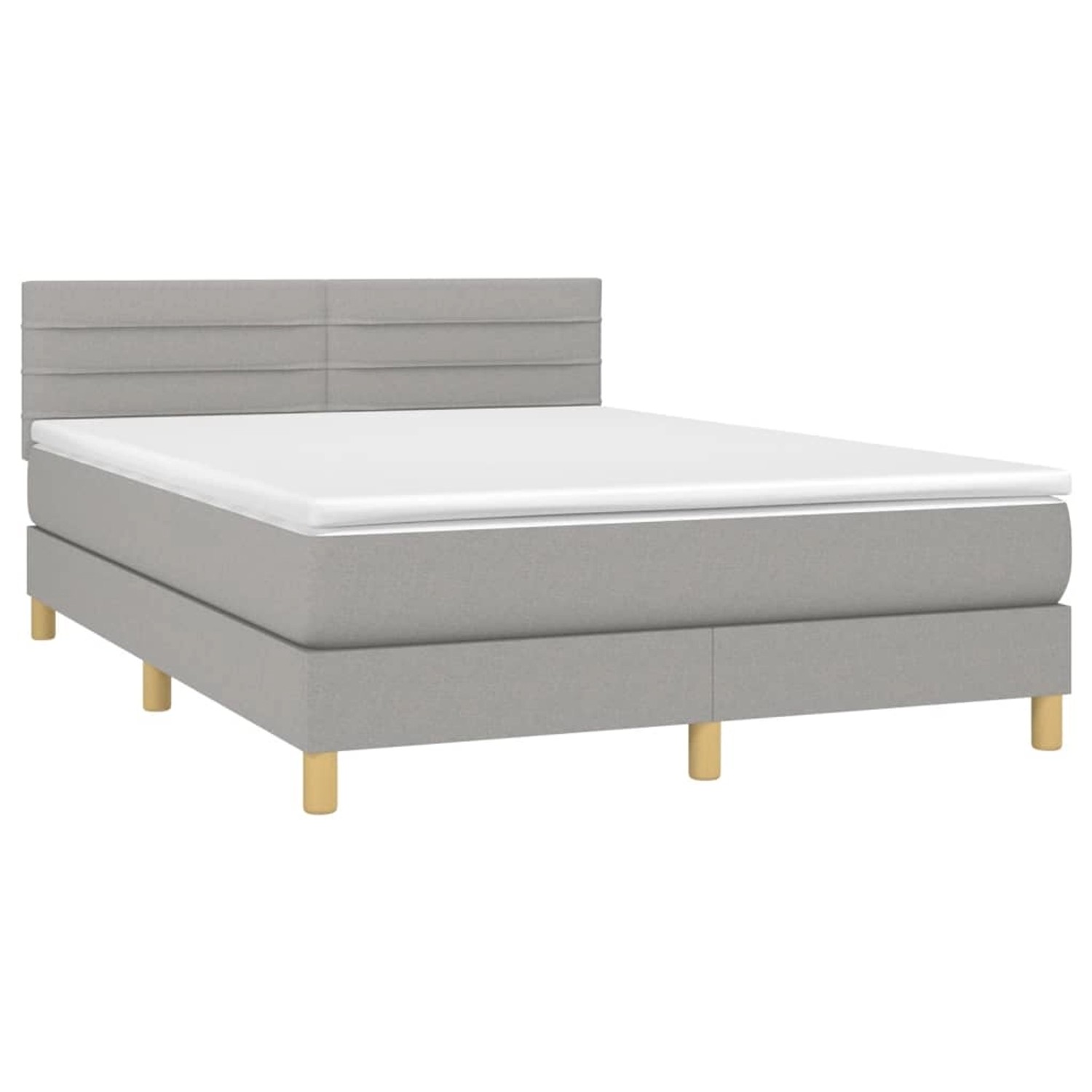 vidaXL Boxspringbett mit Matratze & LED Hellgrau 140x190 cm Stoff 3133789 günstig online kaufen