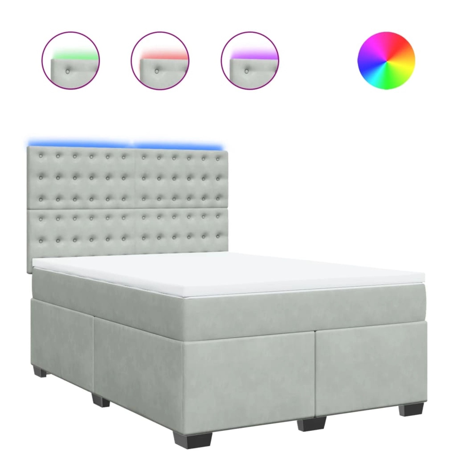 vidaXL Boxspringbett mit Matratze Hellgrau 160x200 cm Samt 3293266 günstig online kaufen