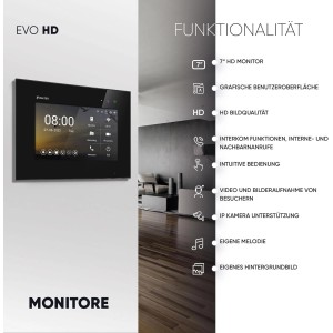 Balter EVO-HD Video-Türsprechanlage mit 7-Zoll-Monitor, schwarz. Komplettset für Ihr Zuhause.
