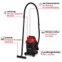 Einhell Nass-Trockensauger TC-VC 2555 A (schwarz-rot) mit Zubehör, 25 l Behälter und Werkzeugsteckdose.
