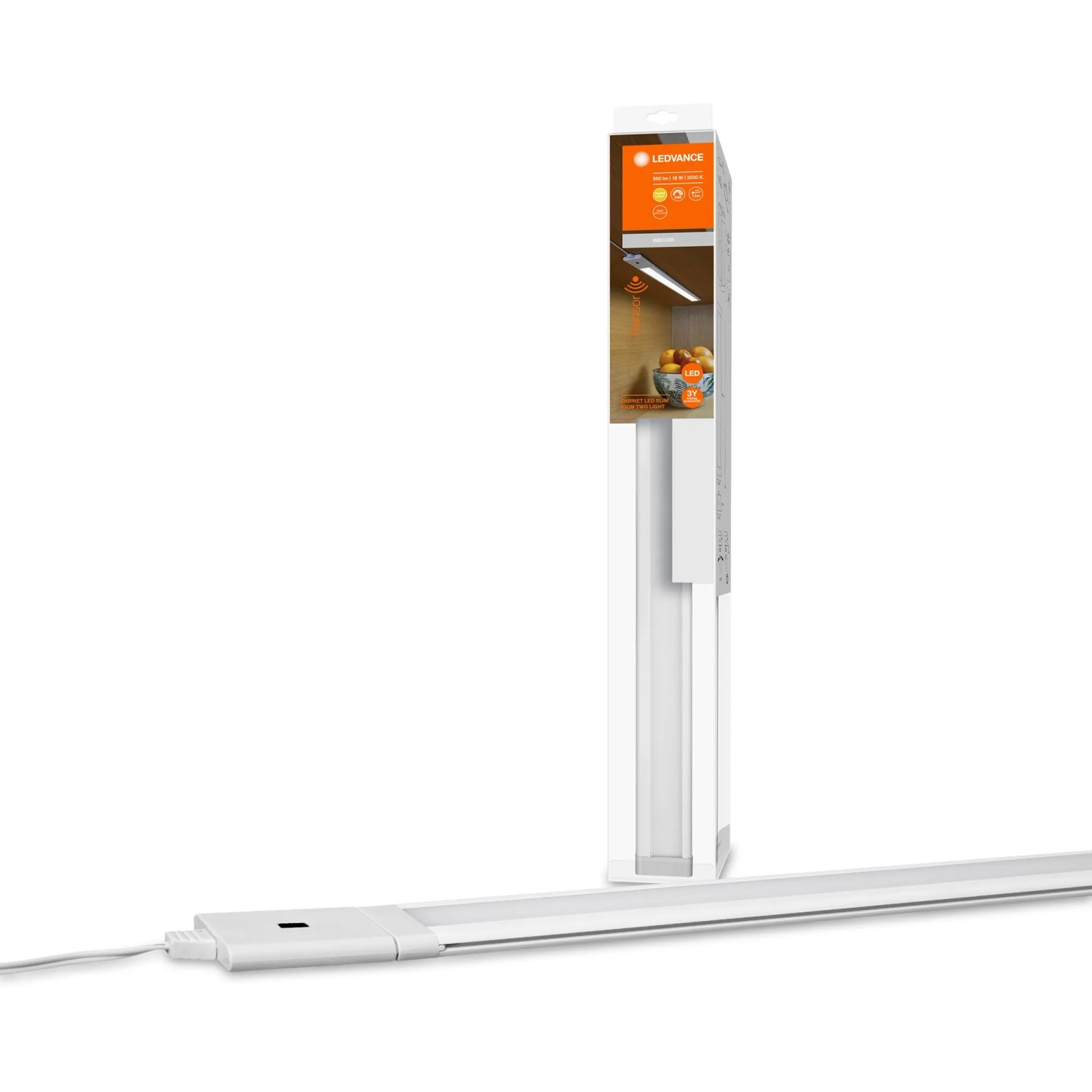Ledvance LED-Unterbauleuchte Cabinet Slim, 2er-Set, 50 cm, in Verpackung und Detailansicht.