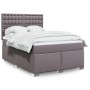 Graues vidaXL Boxspringbett 140x200 cm mit Kunstlederbezug, gestepptem Kopfteil und Matratze.