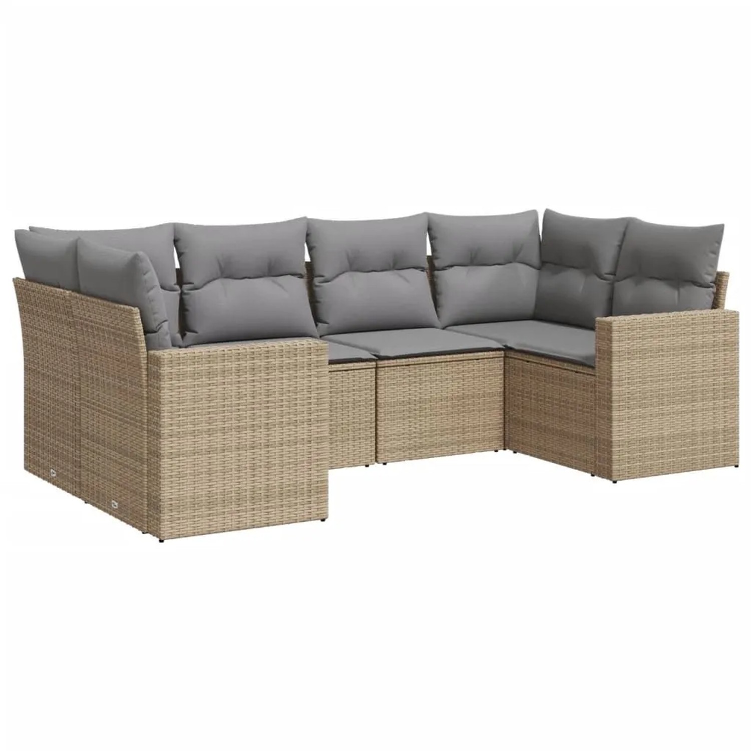 vidaXL 6-Tlg Garten-Sofagarnitur mit Kissen Beige Poly Rattan 3251716