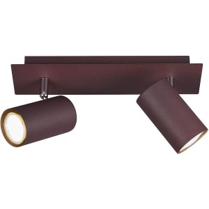 Rostfarbiger Trio Strahler Marley mit 2 Spots. Deckenspot aus Metall für Wohn- und Schlafbereich.