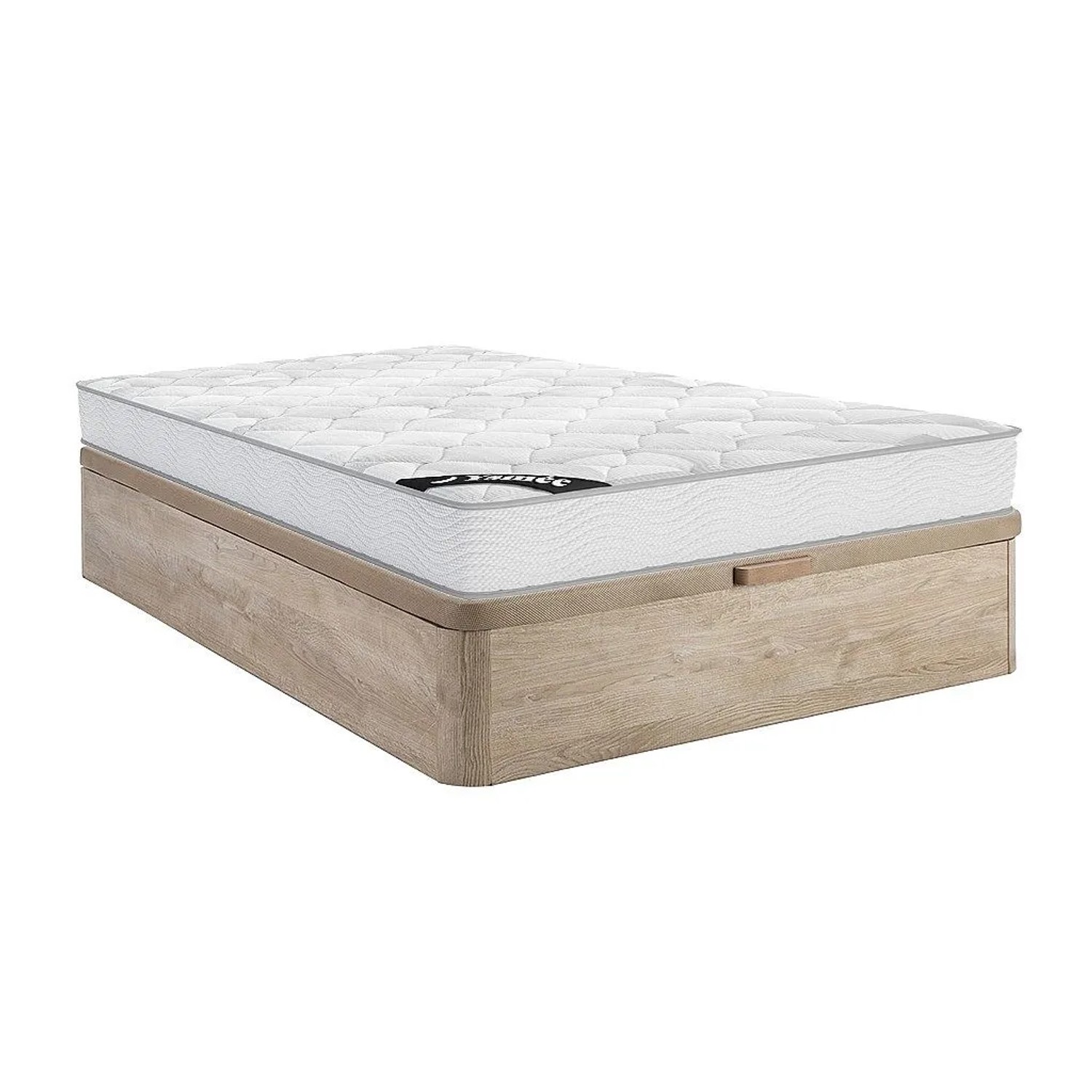 Vente-unique Matratze Und Bettgestell Mit Lattenrost Und Bettkasten Songe Naturfarben Hell 190 cm