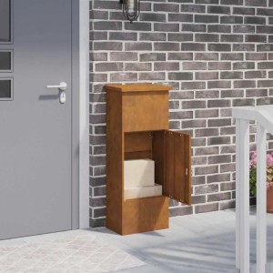 DELUKE Paketbox SOUL Mit Tür Rostig 44,5x29x110,5cm Cortenstahl Paketkasten Paketbox Für Zuhause Kasten Für Pakete