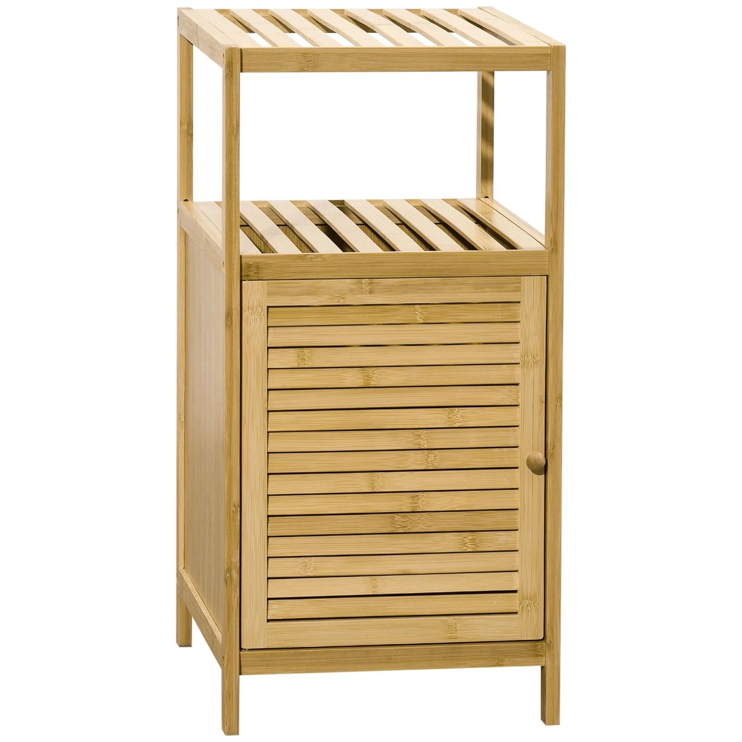 Kleankin Badregal Badezimmerschrank, Badschrank, Beistellschrank mit Kippschutz, Bambus, Aufbewahrungsschrank 1-tlg., Natur, 33 x 36,5 x 67 cm