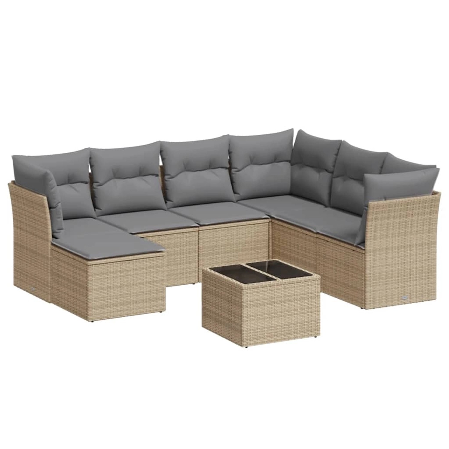 vidaXL 8-Tlg Garten-Sofagarnitur mit Kissen Beige Poly Rattan 3249838 günstig online kaufen