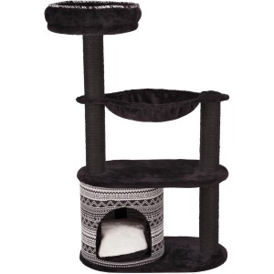 Schwarzer Trixie Kratzbaum Giada (112 cm) mit Höhle, Hängematte und Liegefläche.