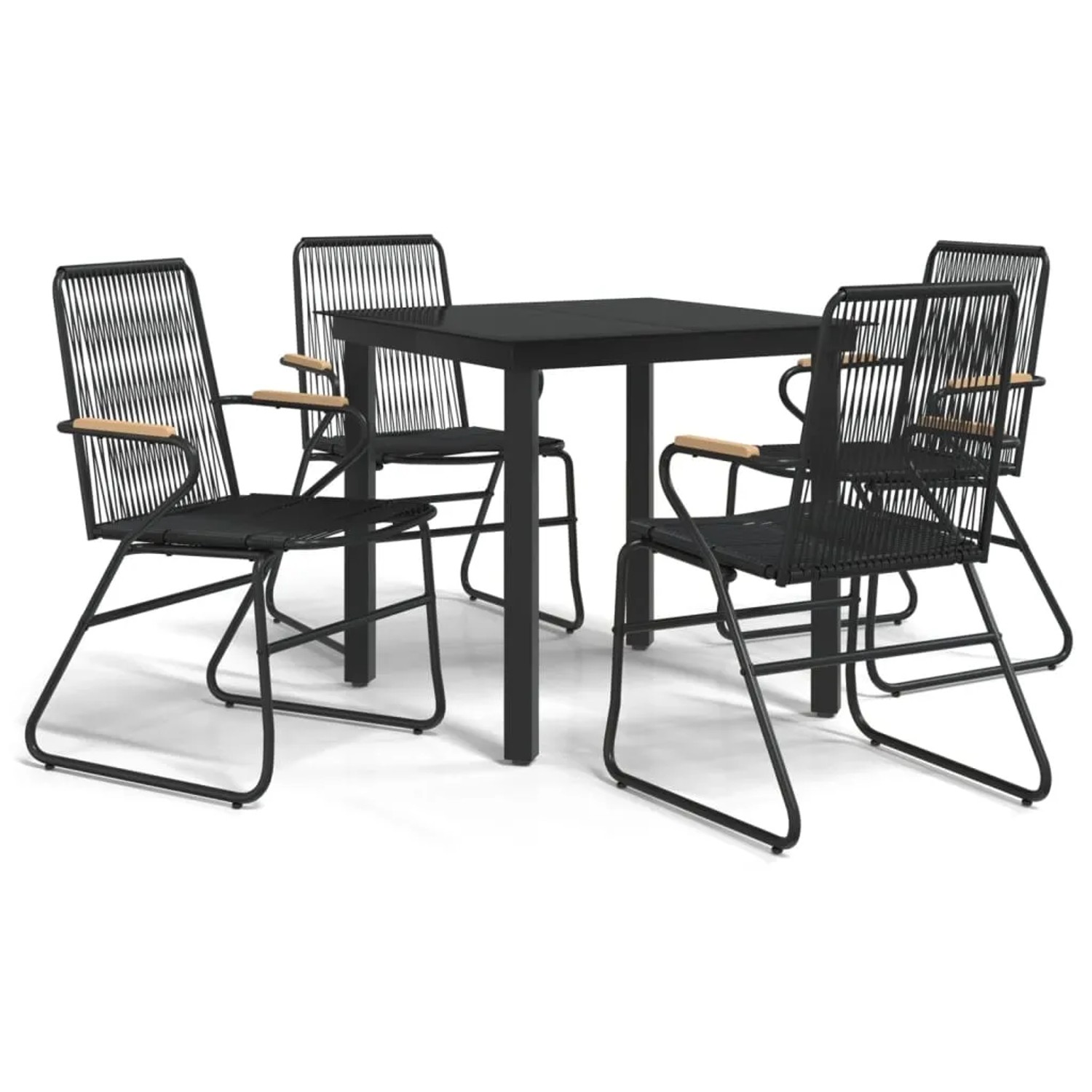 vidaXL 5-Tlg Garten-Essgruppe Schwarz PVC Rattan 3099210