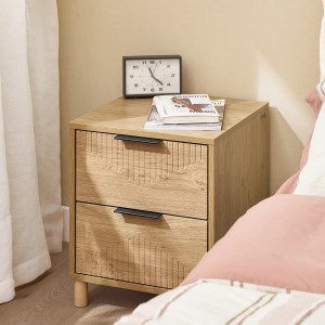 SoBuy Nachttisch Nachtschrank mit 2 Schubladen Beistelltisch für das Schlafzimmer Natur FBT166-N