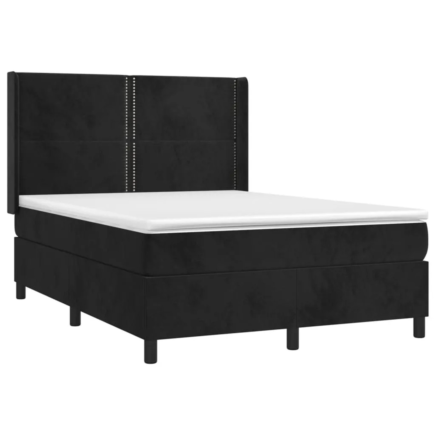 vidaXL Boxspringbett mit Matratze Schwarz 140x200 cm Samt 3132623