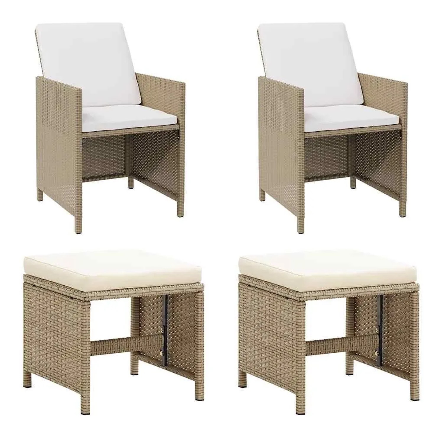Furnicato Gartenstühle Mit Hocker 2 Stk Poly Rattan Beige