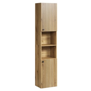 Trendteam Hochschrank Pure Bliss, Artisan Eiche mit gefrästen Rillen, 40 cm breit. Bad-Standregal mit Stauraum.