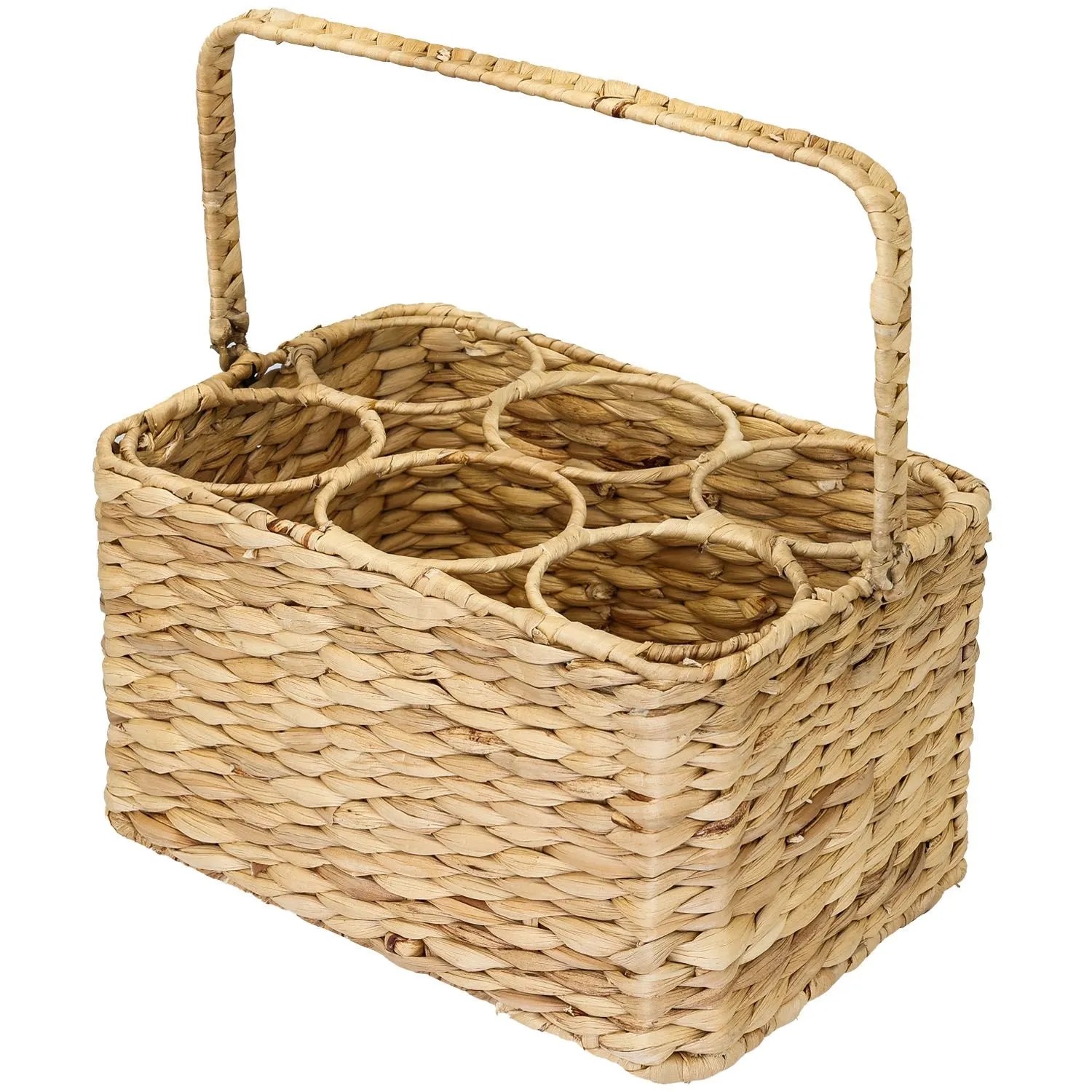 HMF 37219 Flaschenträger 6 Flaschen Flaschenkorb Geflochten Wasserhyazinthe 32 x 22 x 18 cm