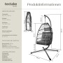 Tectake Hängesessel Ariane Mit Extra Dickem Sitz  und Kopfkissen Stabil  Bodenschonend und Faltbar  107 x 98 x 202 cm Dunkelgrau_6