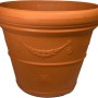 Mein-Pflanztopf Rom, Terrakotta, Ø 75cm: Mediterraner Pflanztopf aus Kunststoff mit Reliefmuster.