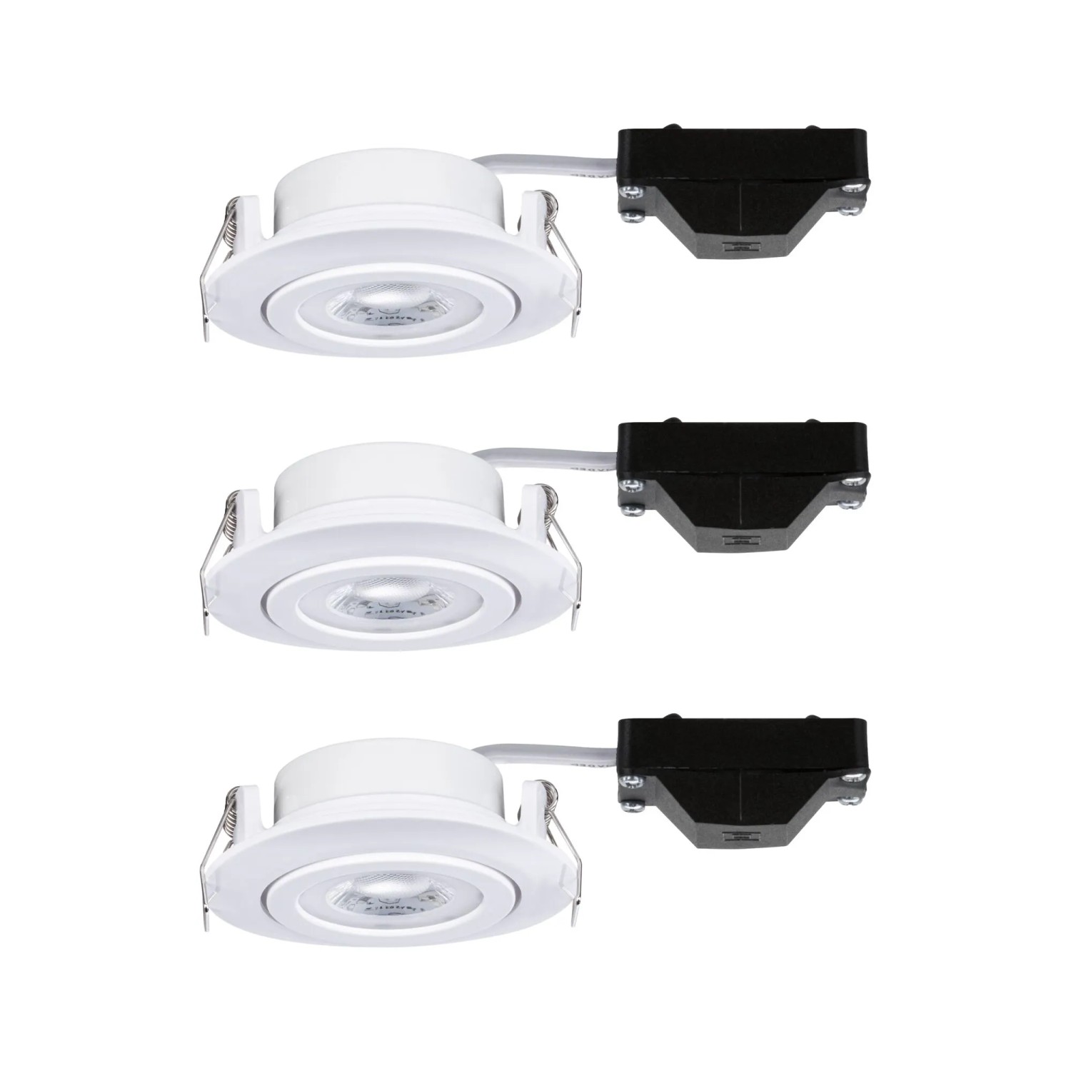 Paulmann LED-Einbaustrahler 3er Set, weiß, schwenkbar. Deckenleuchten mit warmweißem Licht und Direktanschluss.