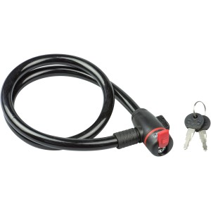 Burg Wächter Fahrrad-Seilschloss 560, 90cm langes, schwarzes Kabelschloss mit zwei Schlüsseln.