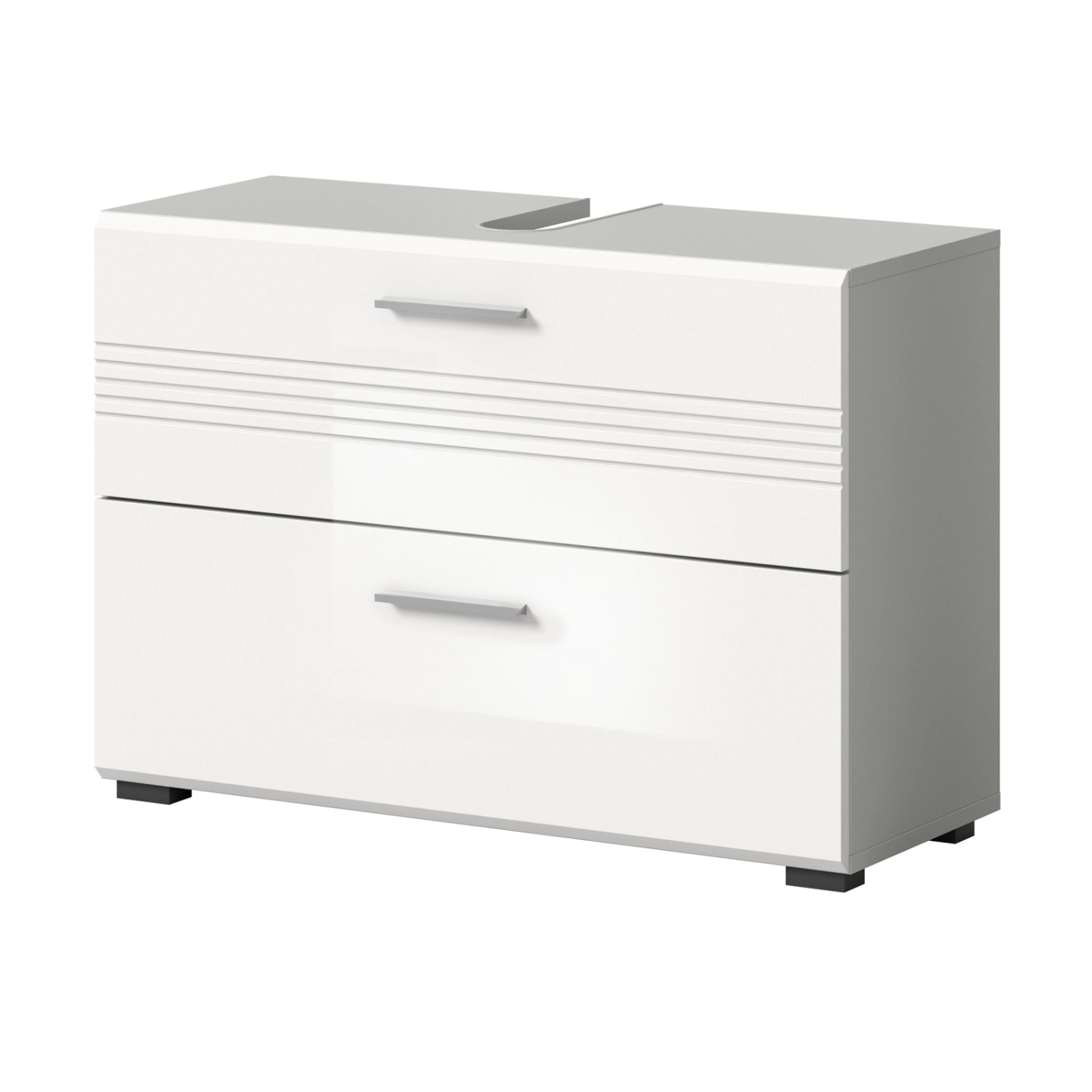 Inn.Furn Waschbeckenunterschrank Weiß Hochglanz Grau 80 cm Carlo günstig online kaufen