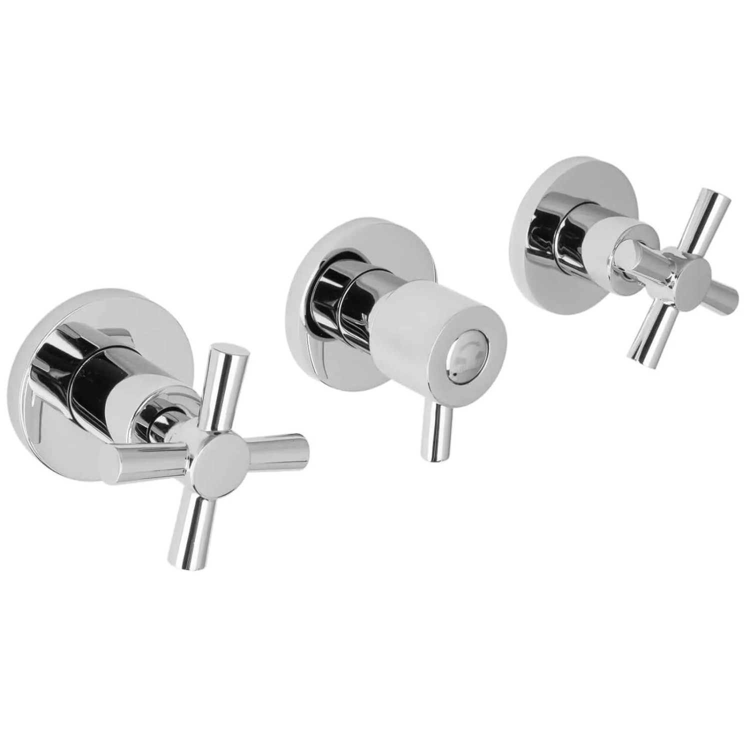PaulGurkes 3-Loch Design Duscharmatur Wannenmischer Unterputzarmatur Kreuzgriff
