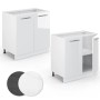 Vicco Spülenunterschrank Fame-Line, weiß hochglanz, 80 cm breit, mit Regal, ohne Arbeitsplatte.