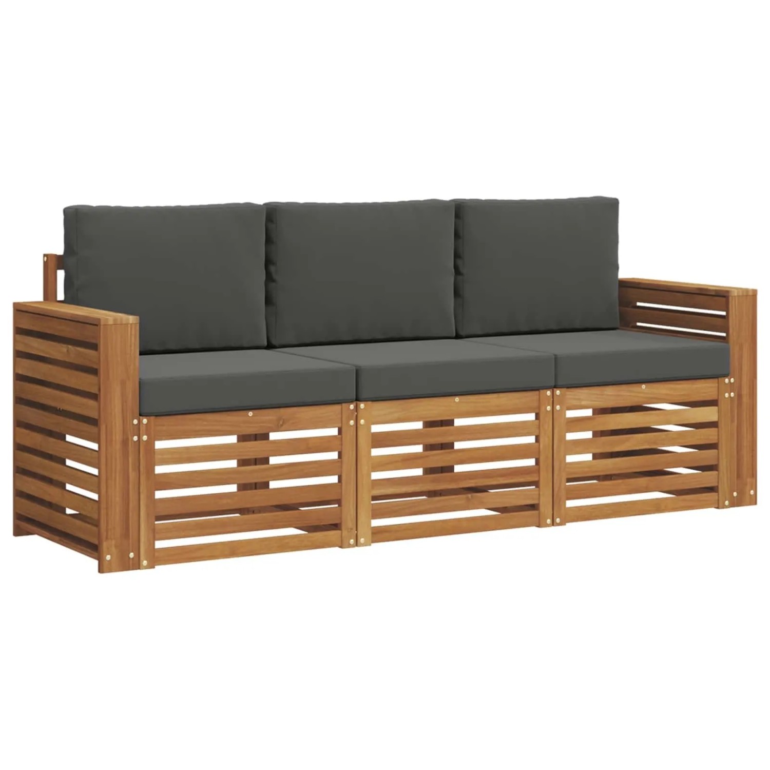 vidaXL Sofagarnituren 3 Tlg Natur und Anthrazit Massivholz Akazie 3374297