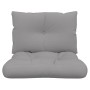 Graues 2-tlg. Palettenkissen-Set aus Stoff: Sitzkissen und Rückenkissen mit Knopf. Ideal für Gartenmöbel & Outdoor.