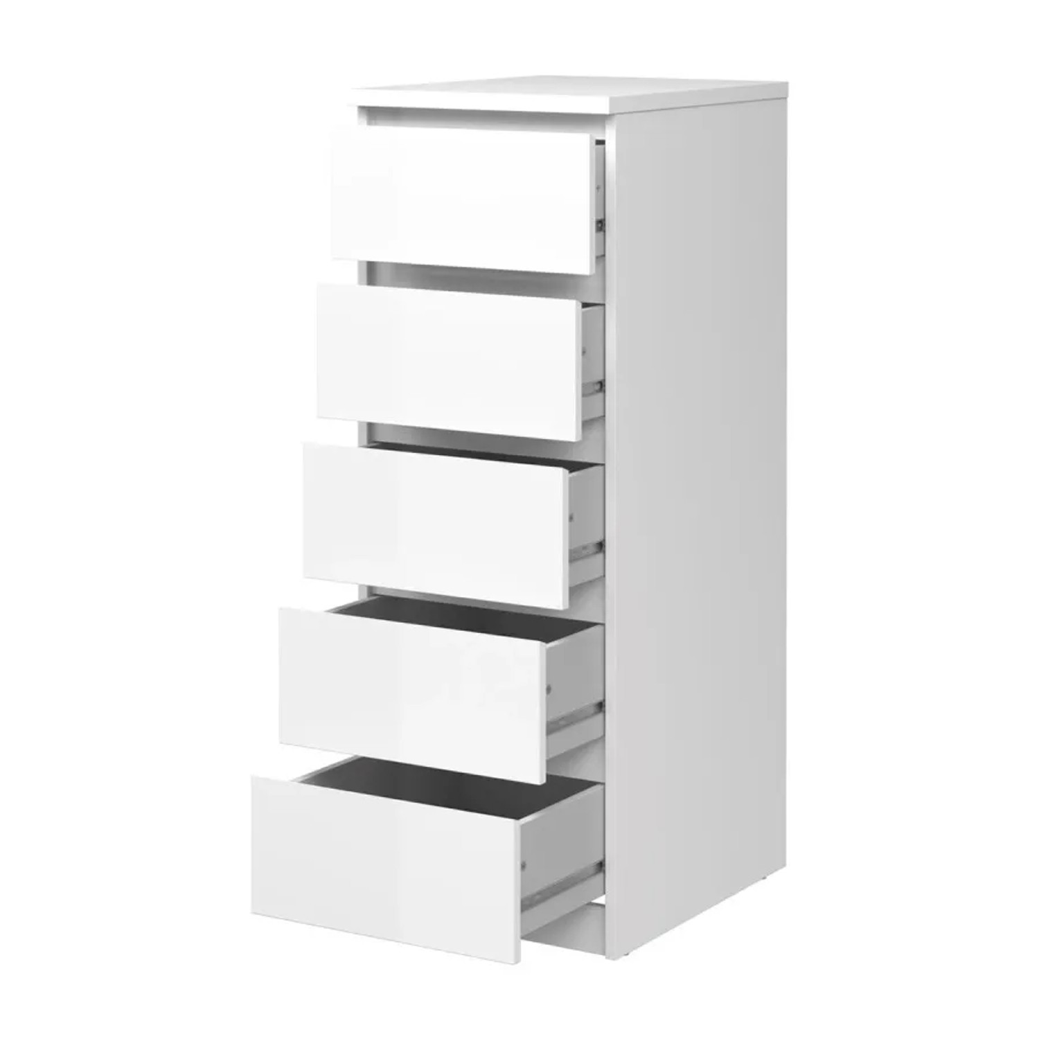 ebuy24 Kommode schmal Nada 5 Schubladen Weiss Hochglanz kaufen bei OBI