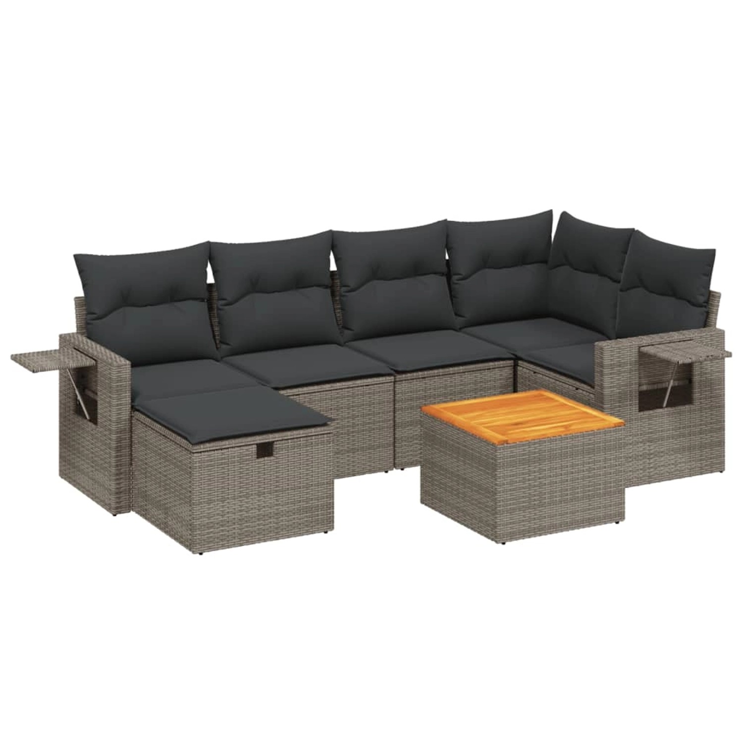 vidaXL 7-Tlg Garten-Sofagarnitur mit Kissen Grau Poly Rattan 3264952 günstig online kaufen